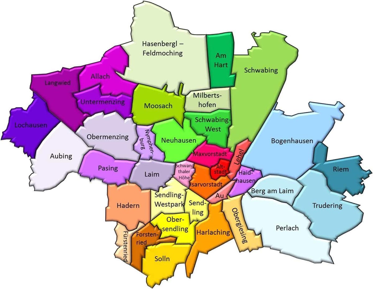 ಮ್ಯೂನಿಚ್ ಜಿಲ್ಲೆಗಳಲ್ಲಿ ನಕ್ಷೆ
